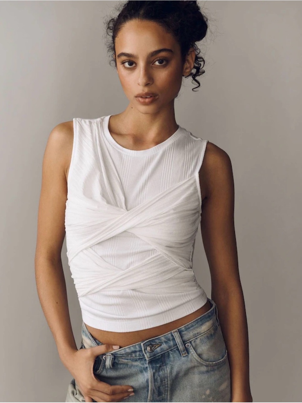 Anthropologie Twisted Crew-Neck Tank Top Size XS